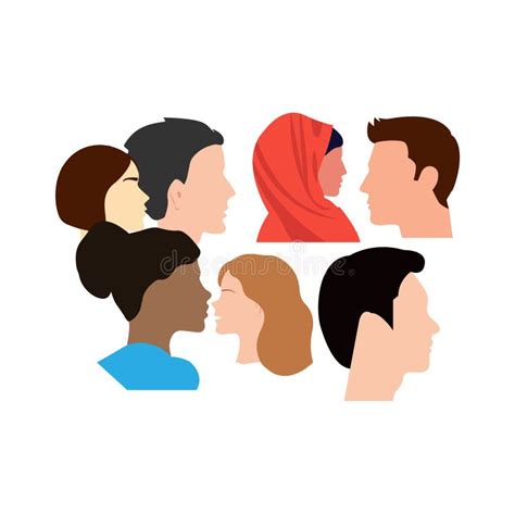 Heads Of Different Races Icon On White Background Stock Vector