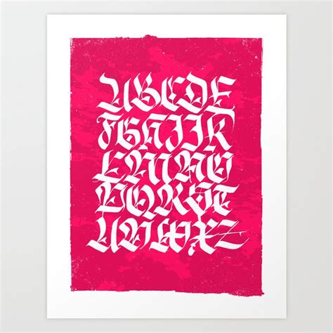Gothic Calligraphy Alphabet Ii Art Print By Madrid Is Fun Society6