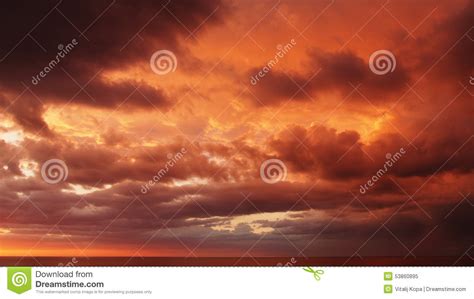 Sunset And Red Clouds Stock Image Image Of Dramatic 53860895