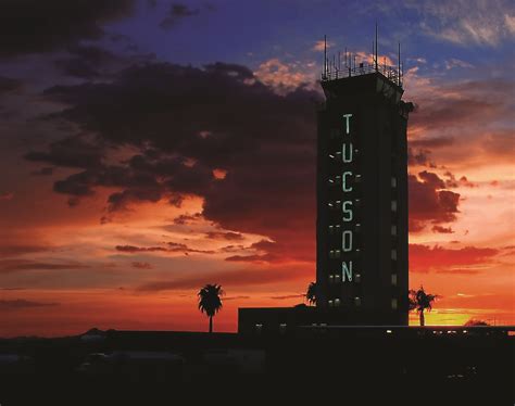 Sun post office in tucson, arizona on e speedway blvd. Sun setting on Tucson International Airport tower | Tucson ...