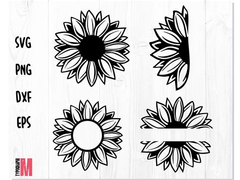 Sunflower Monogram Svg Sunflower Svg Bundlen So Fontsy
