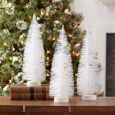 Holiday Time 13" White Tree Table-Top Christmas Decoration, Set of 3