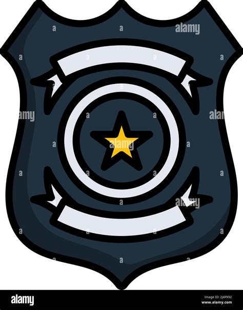 Police Badge Icon Editable Bold Outline With Color Fill Design Vector