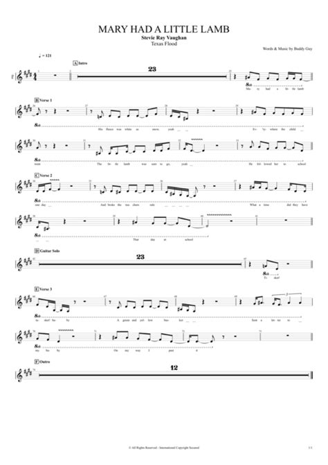 Mary Had A Little Lamb Tab By Stevie Ray Vaughan Guitar Pro Full