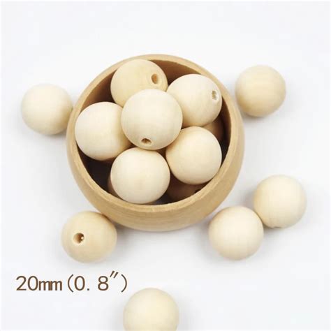 20mm Maple Wooden Unfinished Round Natural Teething Wood Beads Bulk