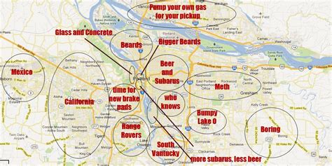 Generalized And Offensive Map Of The Portland Metro Area X Post From