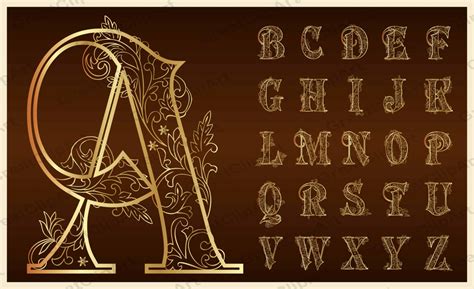 Gold Ornate Alphabet Gold Letters Gold Numbers Gold Etsy