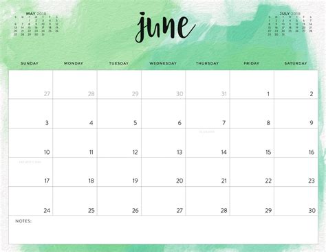 June 2018 Blank Template Calendar Latest Calendar