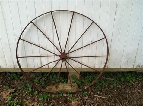 Antique 42 Metal Spoked Wagon Wheel Rusty Antiques Wagon Wheel