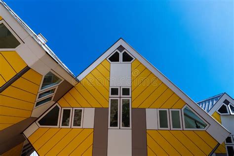 Yellow Cubic Houses In Rotterdam Abstract Frame Editorial Stock Image