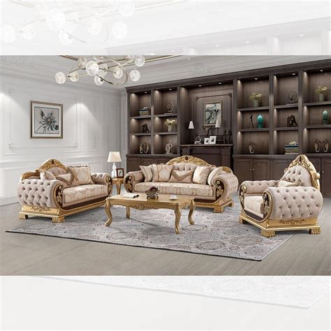 Buy Homey Design Hd 9016 Sofa In Gold Beige Fabric Online