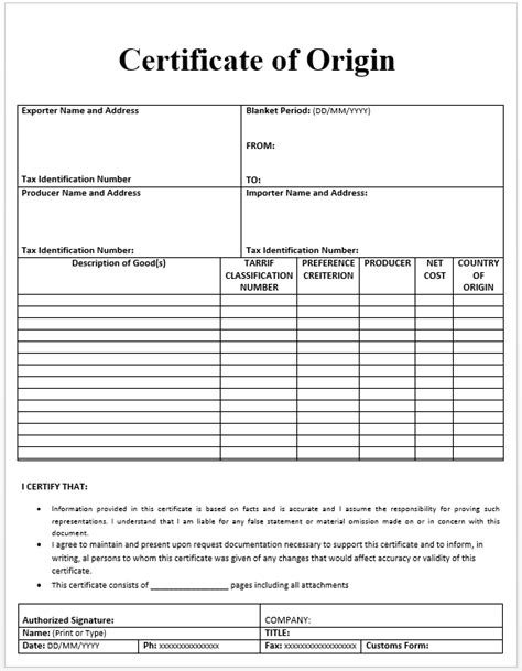 A generic overview of certificates of origin and where you can find sample forms. Certificate of Origin Template | Official Templates ...