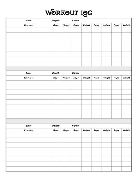 Free Printable Workout Logs Designs For Your Needs Workout Sheets Workout Template