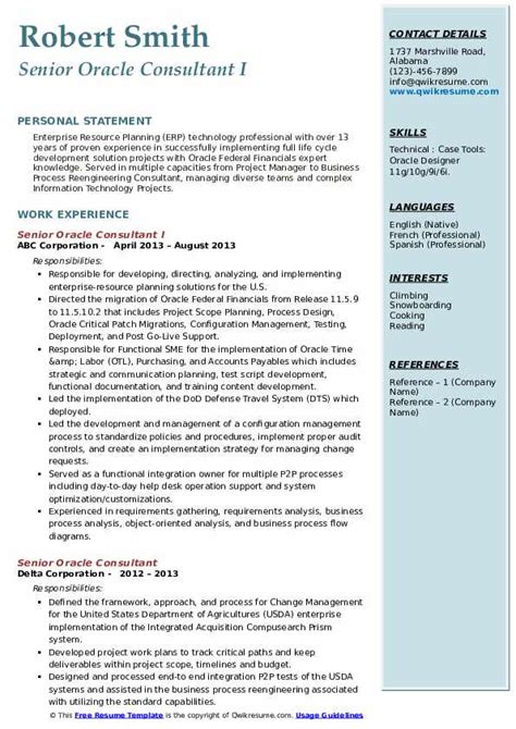 Senior oracle apps functional consultant resume profile. Senior Oracle Consultant Resume Samples | QwikResume