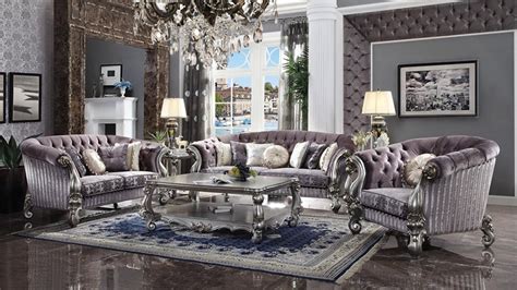 Acme Furniture Versailles 2pc Living Room Set In Antique Platinum
