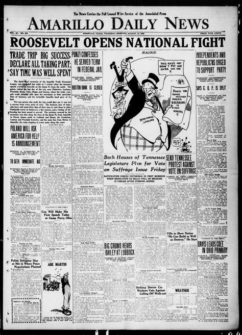 Amarillo Daily News Amarillo Tex Vol 11 No 243 Ed 1 Thursday August 12 1920 The