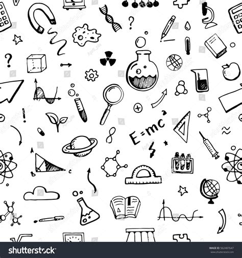 Hand Drawn Set Science Elements Seamless Stock Vector Royalty Free