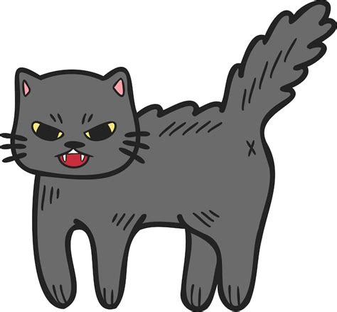 Premium Vector Hand Drawn Angry Cat Illustration In Doodle Style