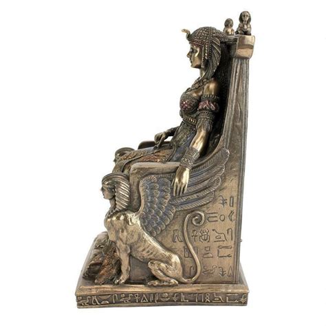 Ancient Egyptian Art Quin Cleopatra On The Throne With Two Sphinx 9 Statue