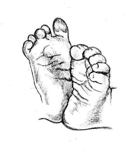 Baby Feet Drawing Free Download On Clipartmag Sketch Coloring Page