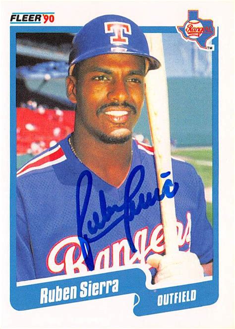 Ruben Sierra Autographed Baseball Card Texas Rangers 1990 Fleer 314