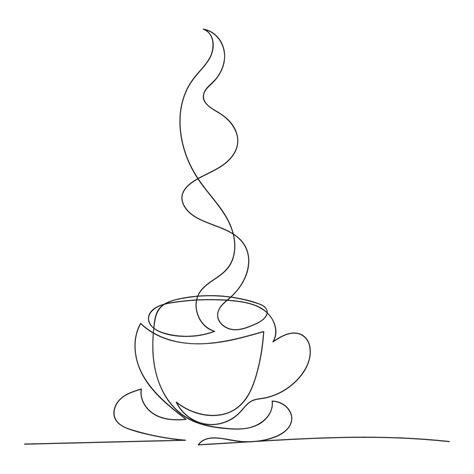minimalist one line draw hot coffee cup wall art digital print illustration 2225079 vector art
