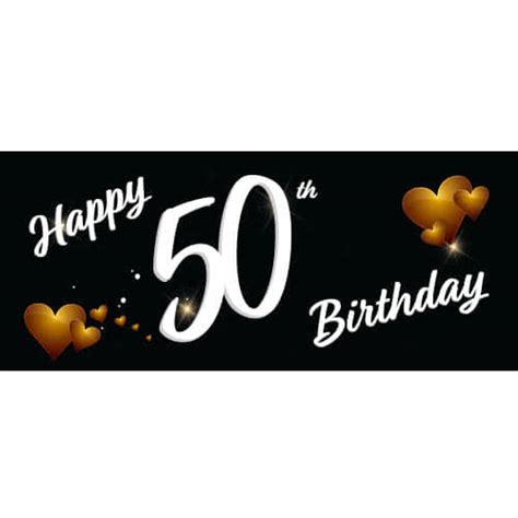 Happy 50th Birthday Black Pvc Party Sign Decoration 60cm X 25cm Partyrama