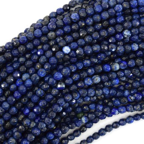 Faceted Blue Lapis Lazuli Round Beads 15 Strand 2mm 4mm 6mm 8mm 10mm