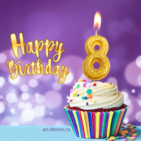 Happy Birthday 8 Years Old Animated Card Download On Davno