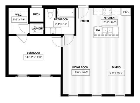 With roomsketcher, it's easy to create a beautiful 1 bedroom apartment floor plan. 1 Bedroom Basement Apartment Floor Plans