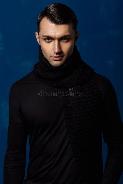 Fashion Young Man On Blue Background Stock Image Image Of Attractive
