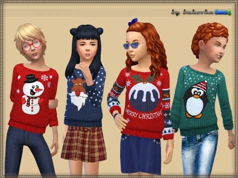 The Sims Resource Christmas Sweater For Kids By Bukovka • Sims 4 Downloads