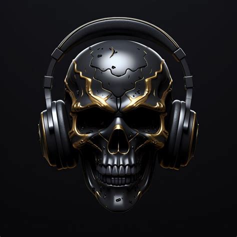 Premium Ai Image A Skull Wearing Headphones
