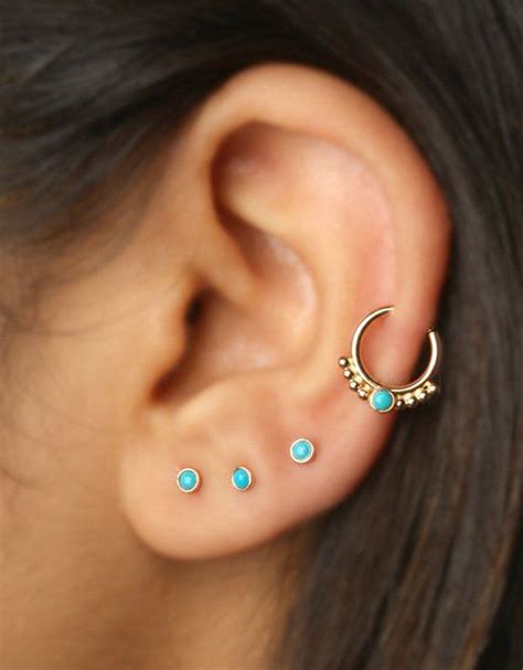 Ear Piercing Ideas Gorgeous Turquoise Helix Hoop Earring Jewelry Helix
