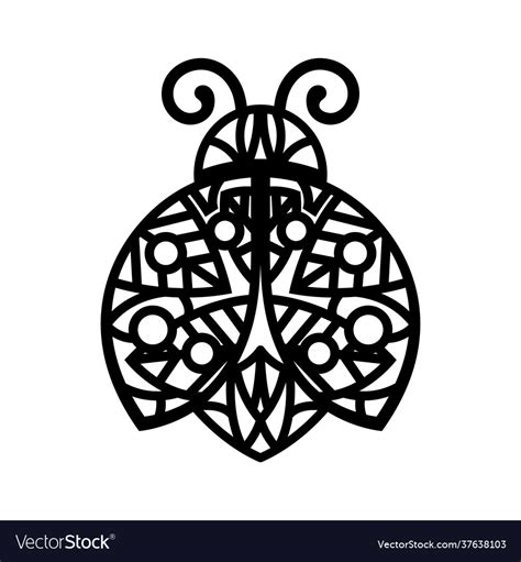 Black Silhouette Ladybug Isolated Template Vector Image