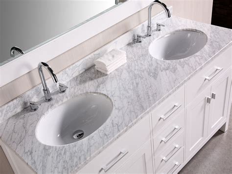Be sure that you don't sand down too deeply or you'll go right through the gel top coat of a cultured marble top. 61" London Double Sink Vanity - White - Bathgems.com