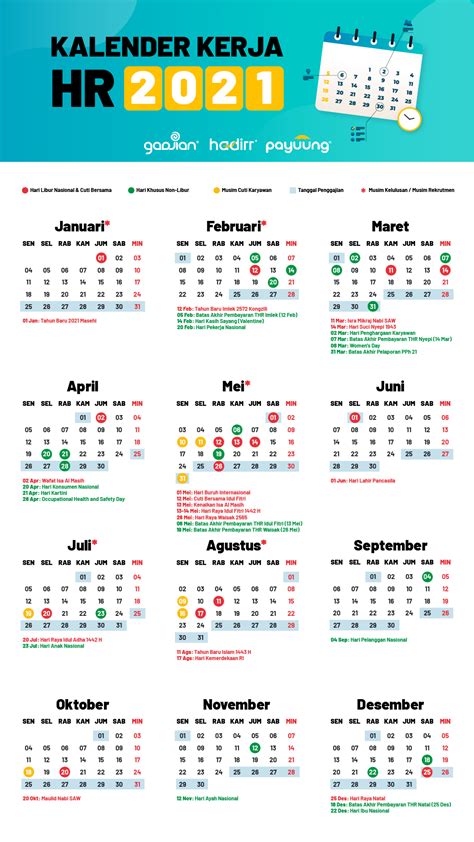Kalender Hr 2021 Lengkap Dengan Jadwal Libur Dan Cuti Massal Karyawan