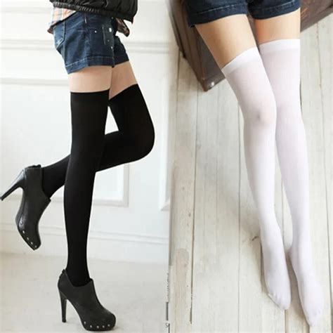Womens Long Cotton Stockings 7 Solid Colors Fashion Sexy Warm Thigh High Over Knee Stockings