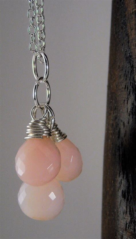 Items Similar To Pink Opal Necklace Sterling Silver Wire Wrapped