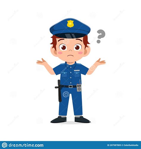 Thinking Policewoman With Question Mark Vector Illustration