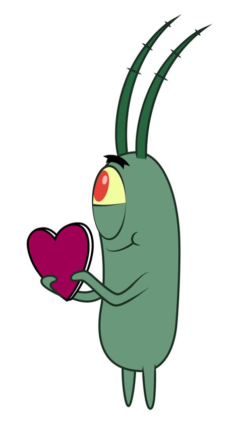 Little Cute Plankton Made A Pink Heart Card Called Valentine For His