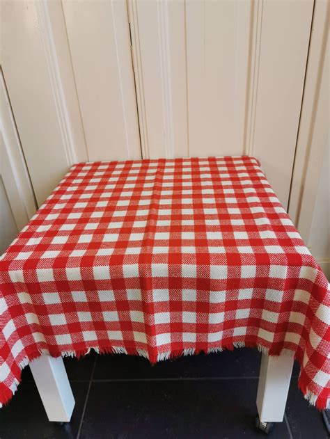 Vintage Italian Tablecloth Red White Checkered Red Diamond Etsy