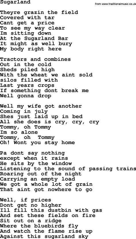 Bruce Springsteen Song Sugarland Lyrics