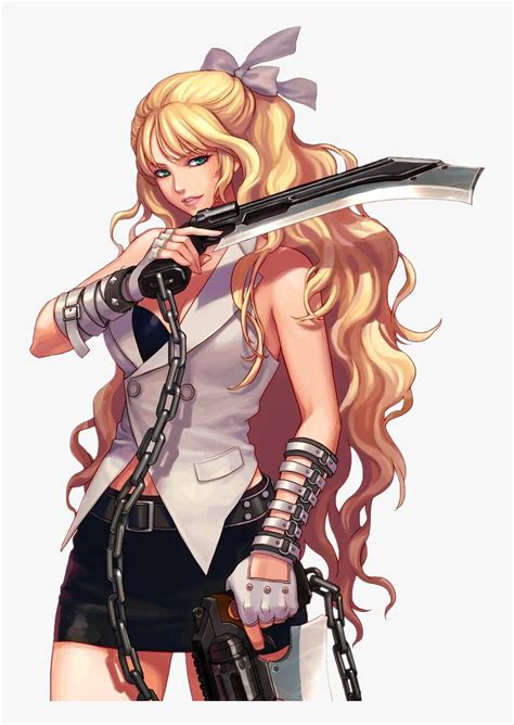 Blonde Warrior Png Cool Anime Fighter Girl Transparent Png