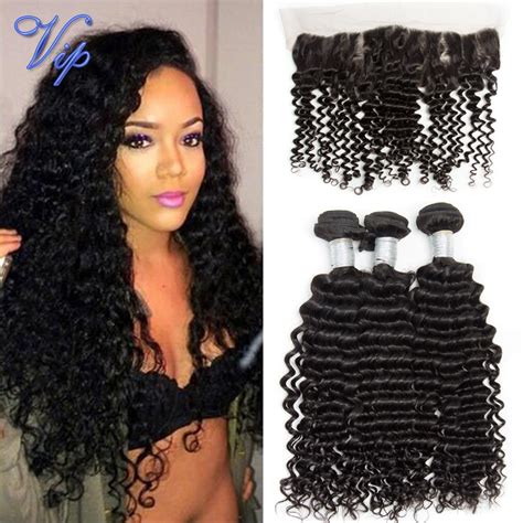 7a Indian Virgin Hair Deep Curly With 13x4 Lace Frontal Closure Vip