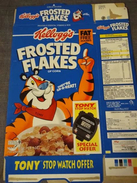 Empty Used Cereal Box 1992 Kelloggs Frosted Flakes 25 Oz Tony Stop