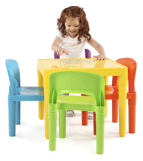 Explore our range of children's tables, chairs, bookcases and bunk beds with storage in a variety of materials, sizes and colours. Tot Tutors Kids Plastic Table and 4 Chairs Set Vibrant ...