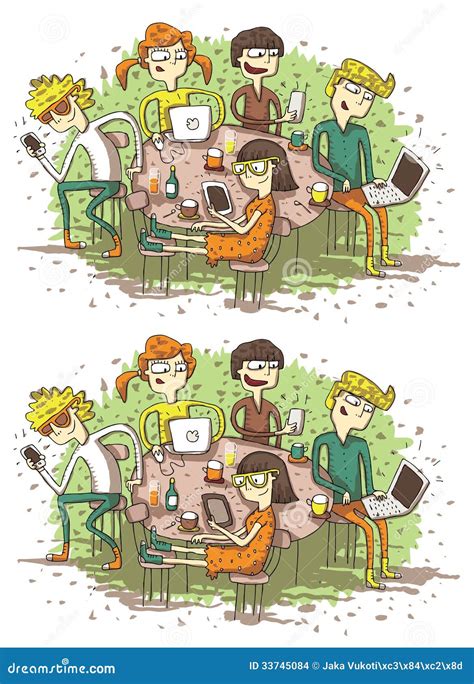 Web Friends Differences Visual Game Stock Vector Illustration Of