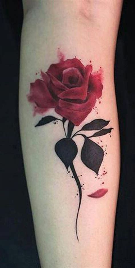 Beautiful Single Red Rose Forearm Tattoo Ideas For Women Beautiful