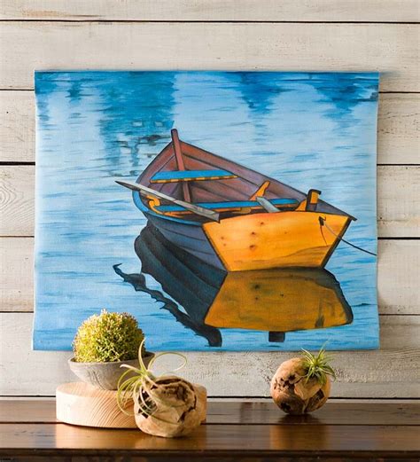 Hanging Rowboat Canvas Painting In Framed Wall Art Nautical Wall Art